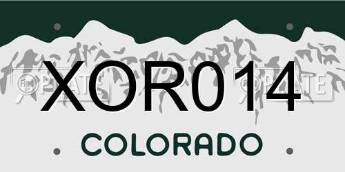 XOR014 Colorado License Plate