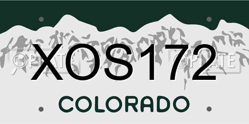 XOS172 Colorado License Plate