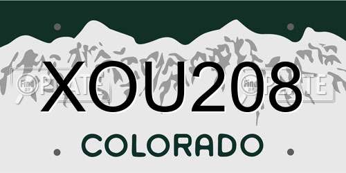 XOU208 Colorado License Plate
