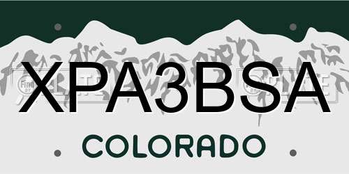 XPA3BSA Colorado License Plate