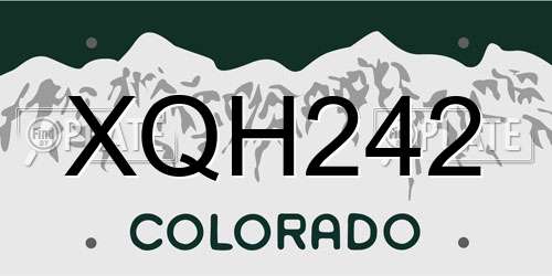 XQH242 Colorado License Plate