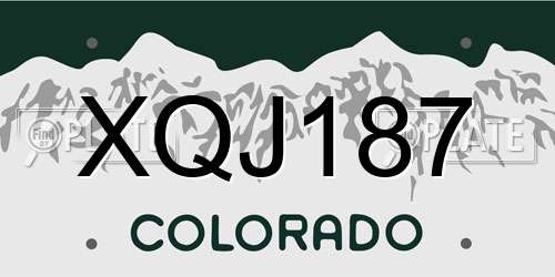 XQJ187 Colorado License Plate