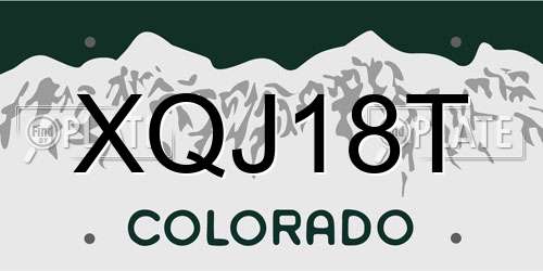 XQJ18T Colorado License Plate