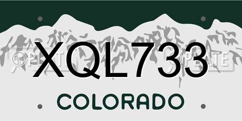 XQL733 Colorado License Plate