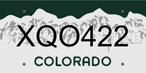 XQO422 Colorado License Plate