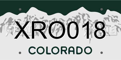 XRO018 Colorado License Plate