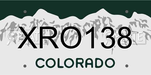 XRO138 Colorado License Plate