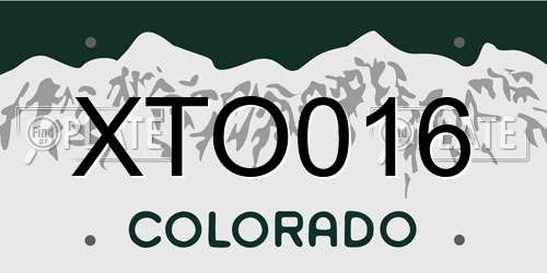 XTO016 Colorado License Plate