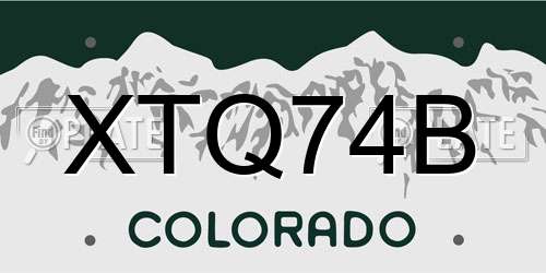 XTQ74B Colorado License Plate