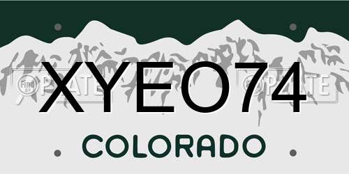 XYEO74 Colorado License Plate