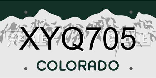 XYQ705 Colorado License Plate