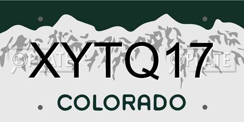 XYTQ17 Colorado License Plate