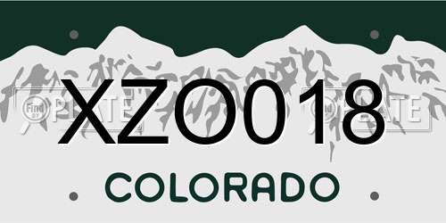 XZO018 Colorado License Plate