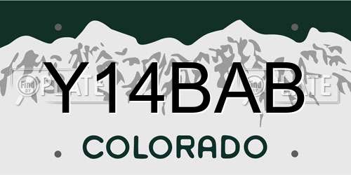 Y14BAB Colorado License Plate