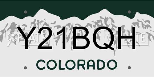 Y21BQH Colorado License Plate