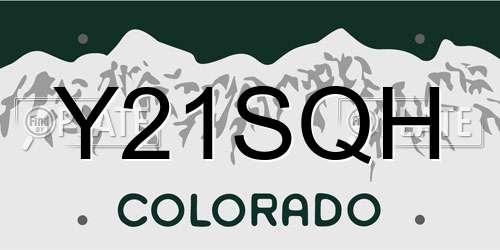 Y21SQH Colorado License Plate