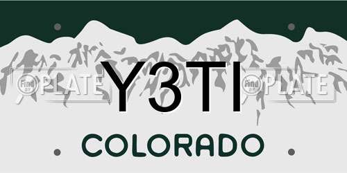 Y3TI Colorado License Plate