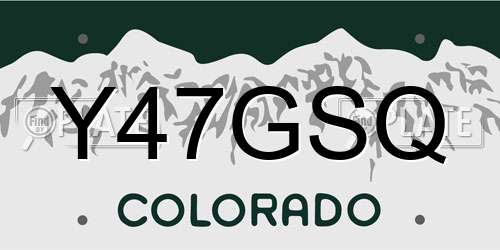 Y47GSQ Colorado License Plate