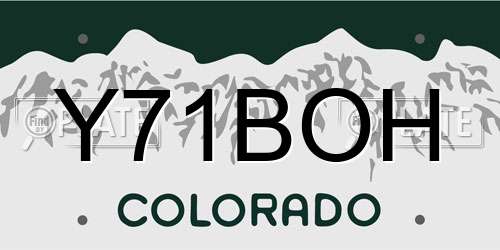 Y71BOH Colorado License Plate
