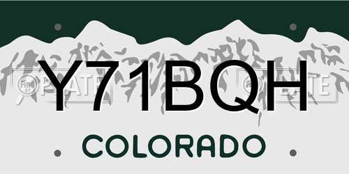 Y71BQH Colorado License Plate