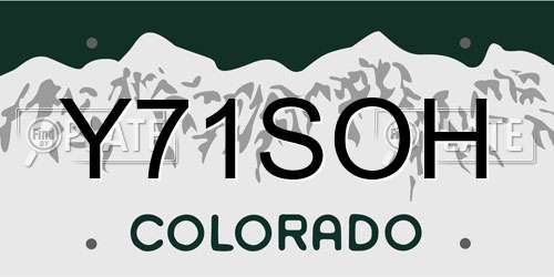 Y71SOH Colorado License Plate