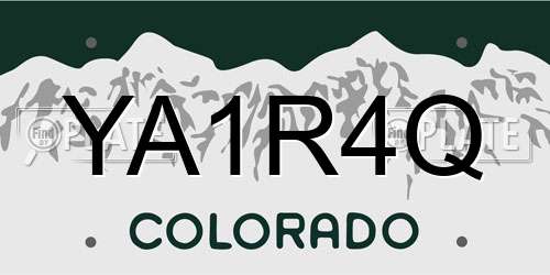 YA1R4Q Colorado License Plate