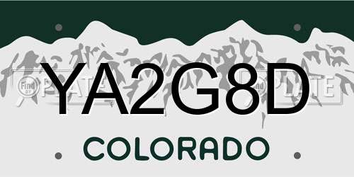 YA2G8D Colorado License Plate
