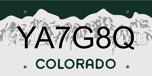 YA7G8Q Colorado License Plate