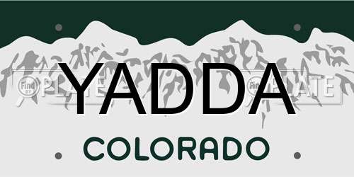 YADDA Colorado License Plate