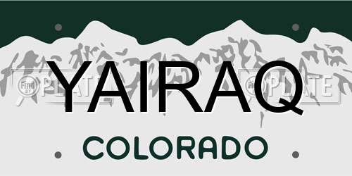 YAIRAQ Colorado License Plate
