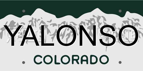 YALONSO Colorado License Plate