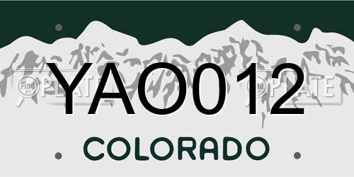 YAO012 Colorado License Plate
