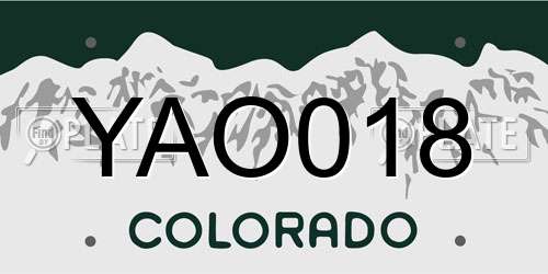 YAO018 Colorado License Plate