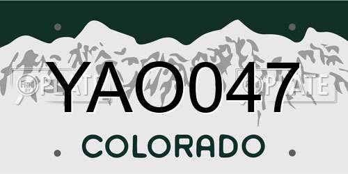 YAO047 Colorado License Plate