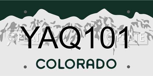YAQ101 Colorado License Plate