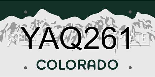 YAQ261 Colorado License Plate