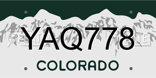 YAQ778 Colorado License Plate