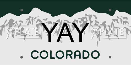 YAY Colorado License Plate