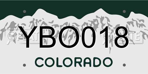 YBO018 Colorado License Plate
