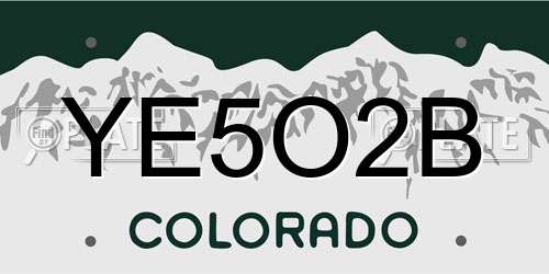 YE5O2B Colorado License Plate