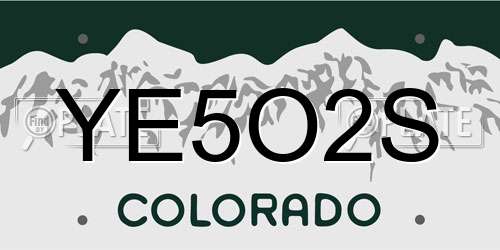 YE5O2S Colorado License Plate