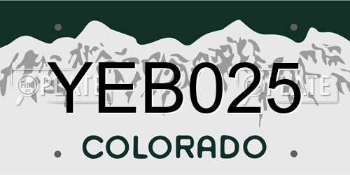 YEB025 Colorado License Plate
