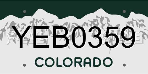 YEB0359 Colorado License Plate