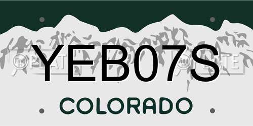 YEB07S Colorado License Plate