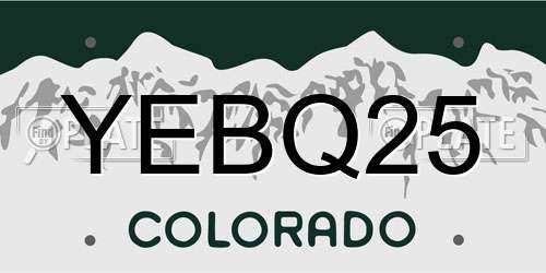 YEBQ25 Colorado License Plate