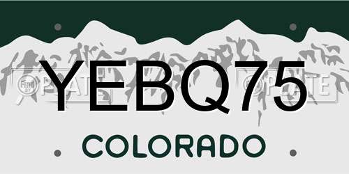 YEBQ75 Colorado License Plate