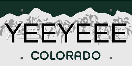 YEEYEEE Colorado License Plate