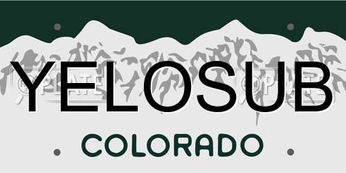 YELOSUB Colorado License Plate