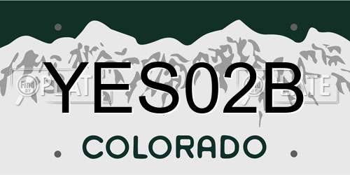 YES02B Colorado License Plate