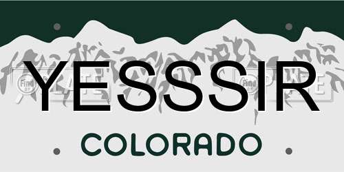YESSSIR Colorado License Plate